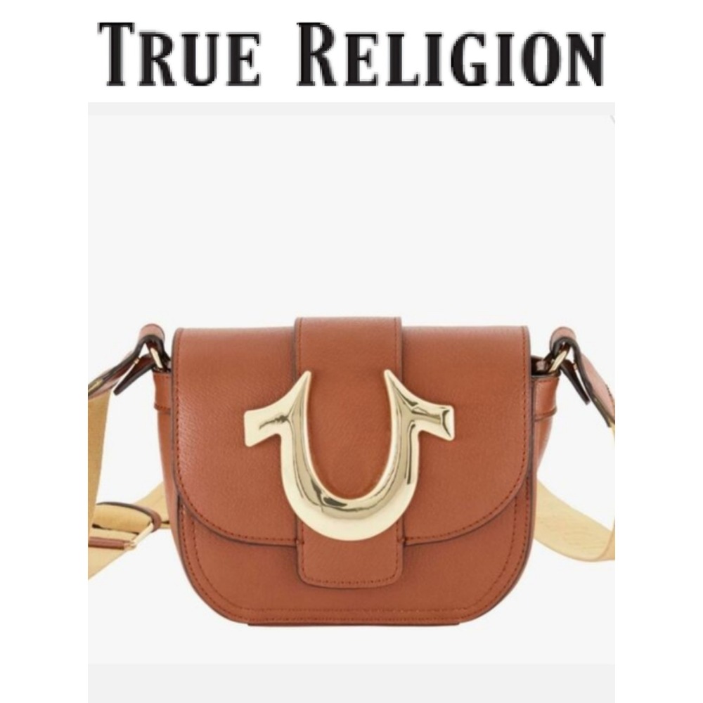 True Religion Horseshoe Mini Flap Crossbody- Cognac